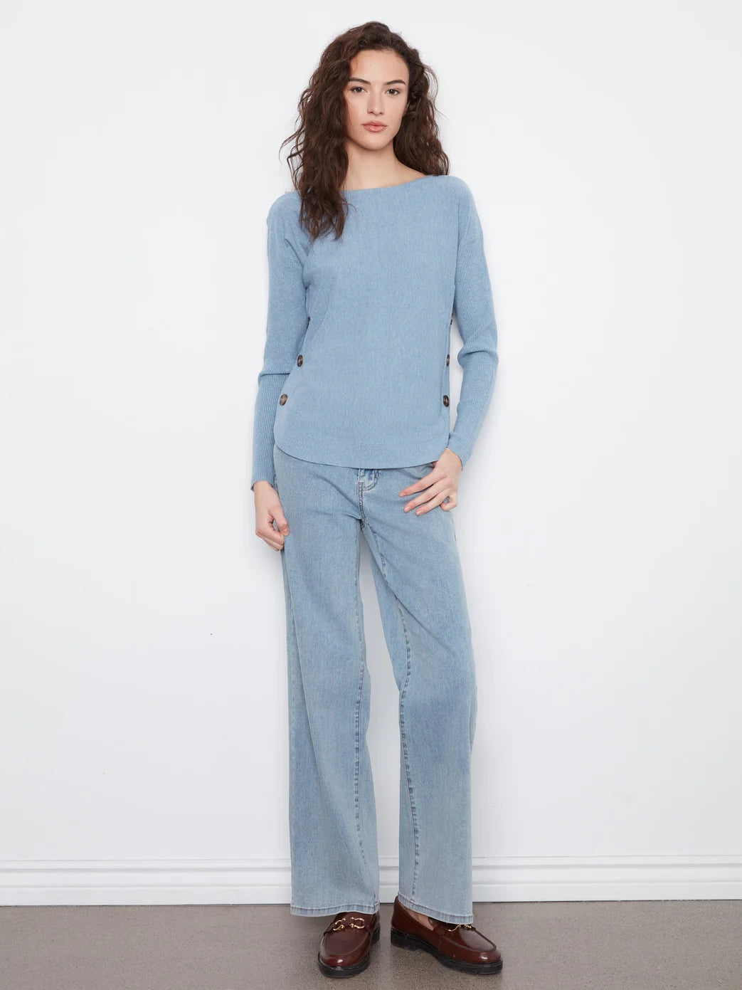 Charlie B Side Button Sweater Storm