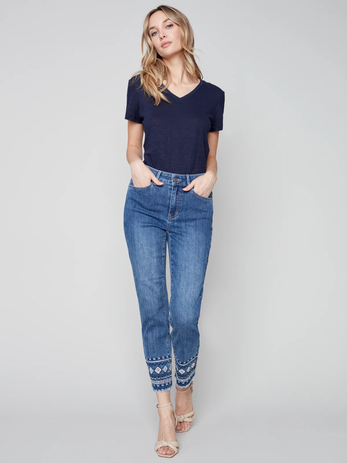 Charlie B Embroidered Hem Jeans