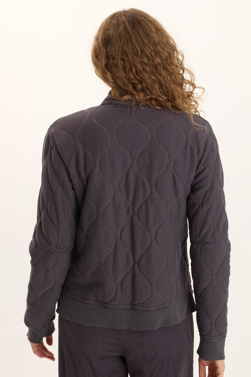 XCVI Osment Plush Quilted 4-Pocket Bomber Jacket Ashlar