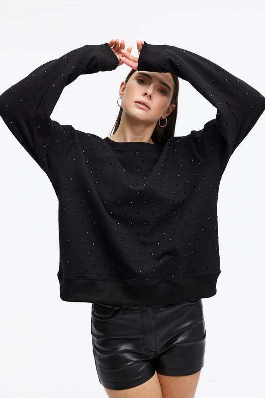 CHRLDR  Angela All Over Studs Straight Crewneck Sweatshirt