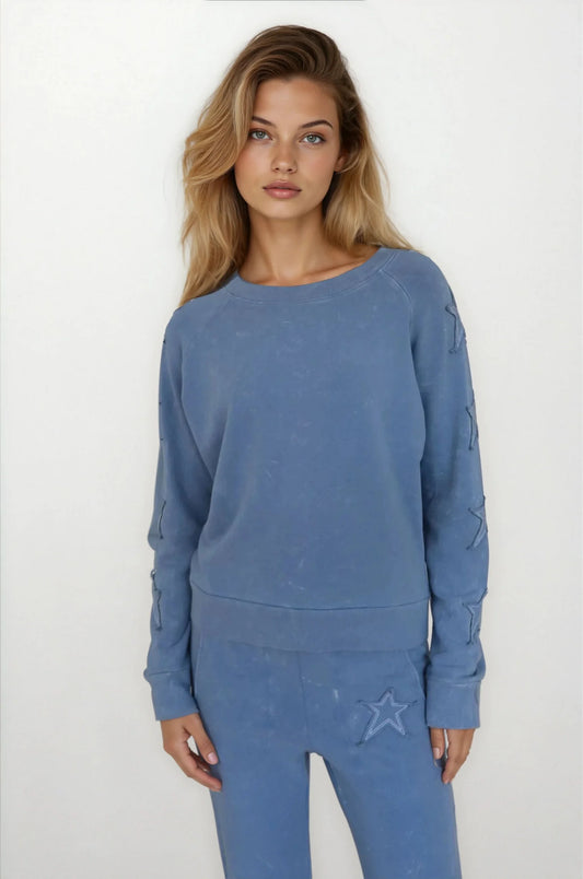 CHRLDR Starbound - Raglan Crew Neck Sweatshirt Blue