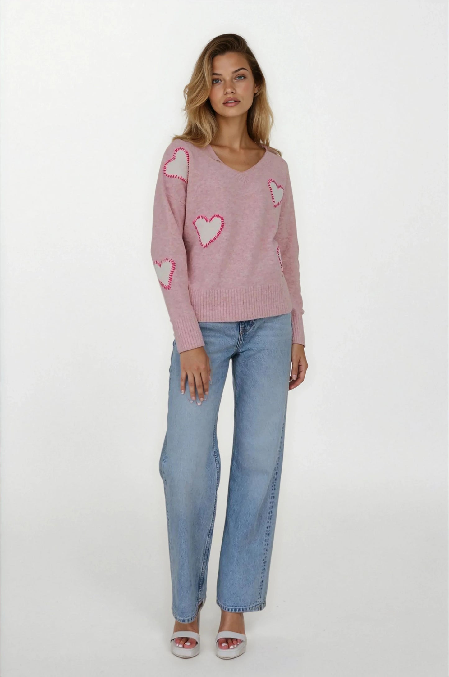 CHRLDR Sweetheart V-Neck Perfect Sweater Candy Pink