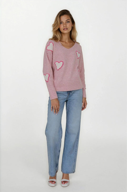CHRLDR Sweetheart V-Neck Perfect Sweater Candy Pink