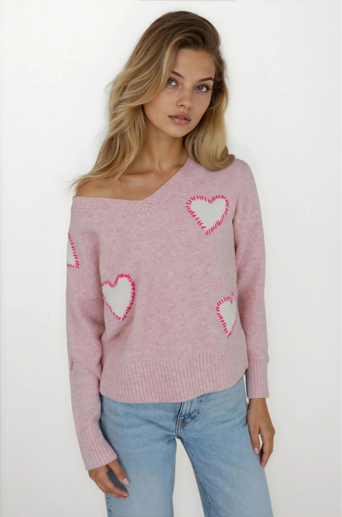 CHRLDR Sweetheart V-Neck Perfect Sweater Candy Pink