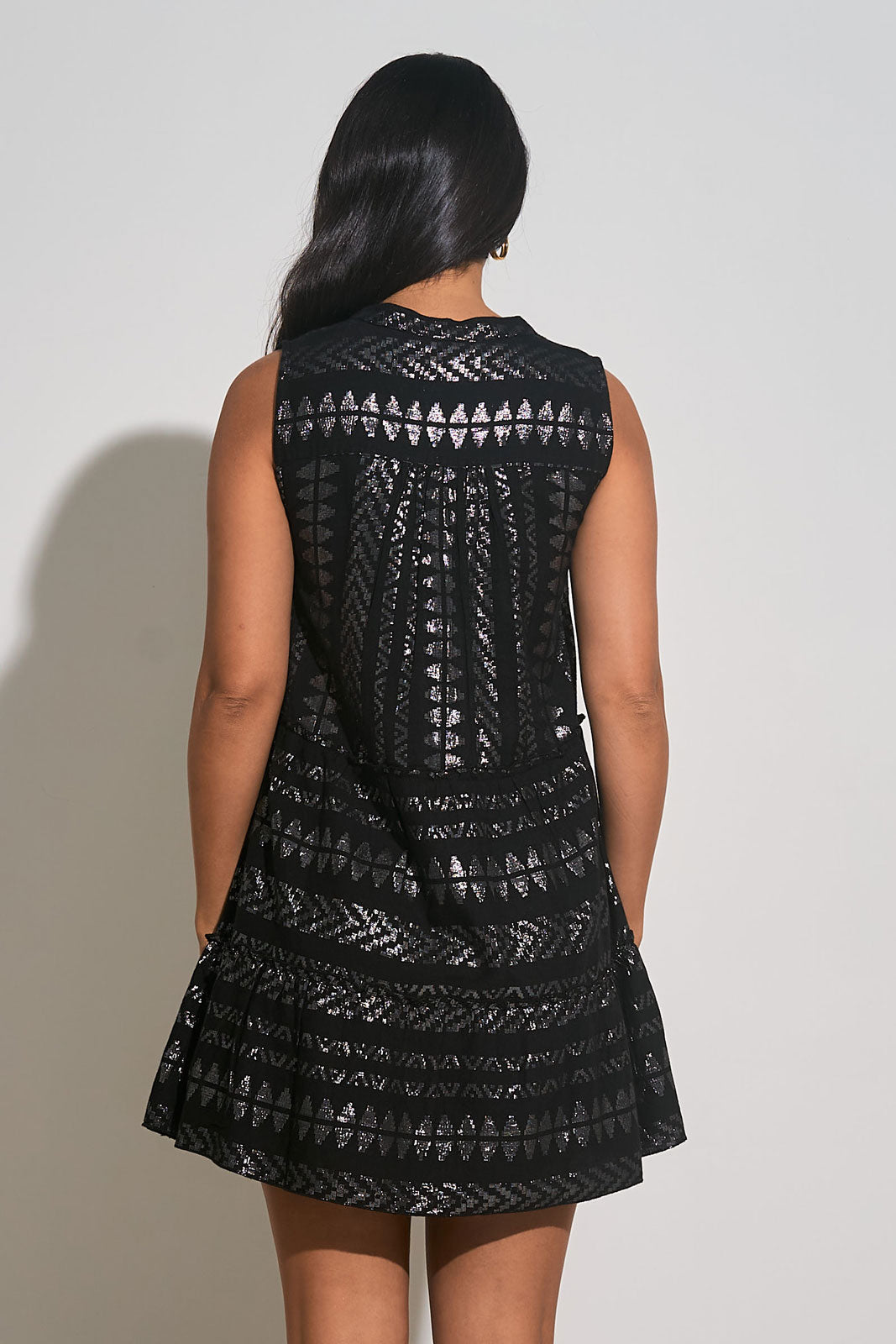 Elan Maura Mini Dress-Black/Silvere