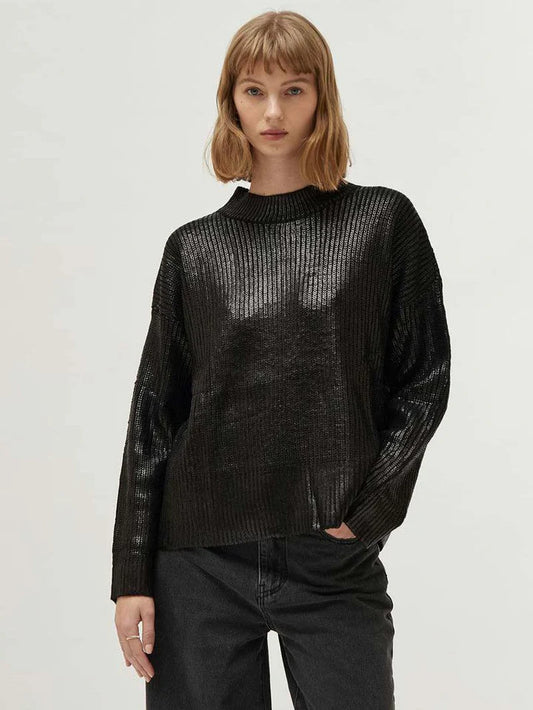 Compania Fantastica Coated Knit Sweater - Black