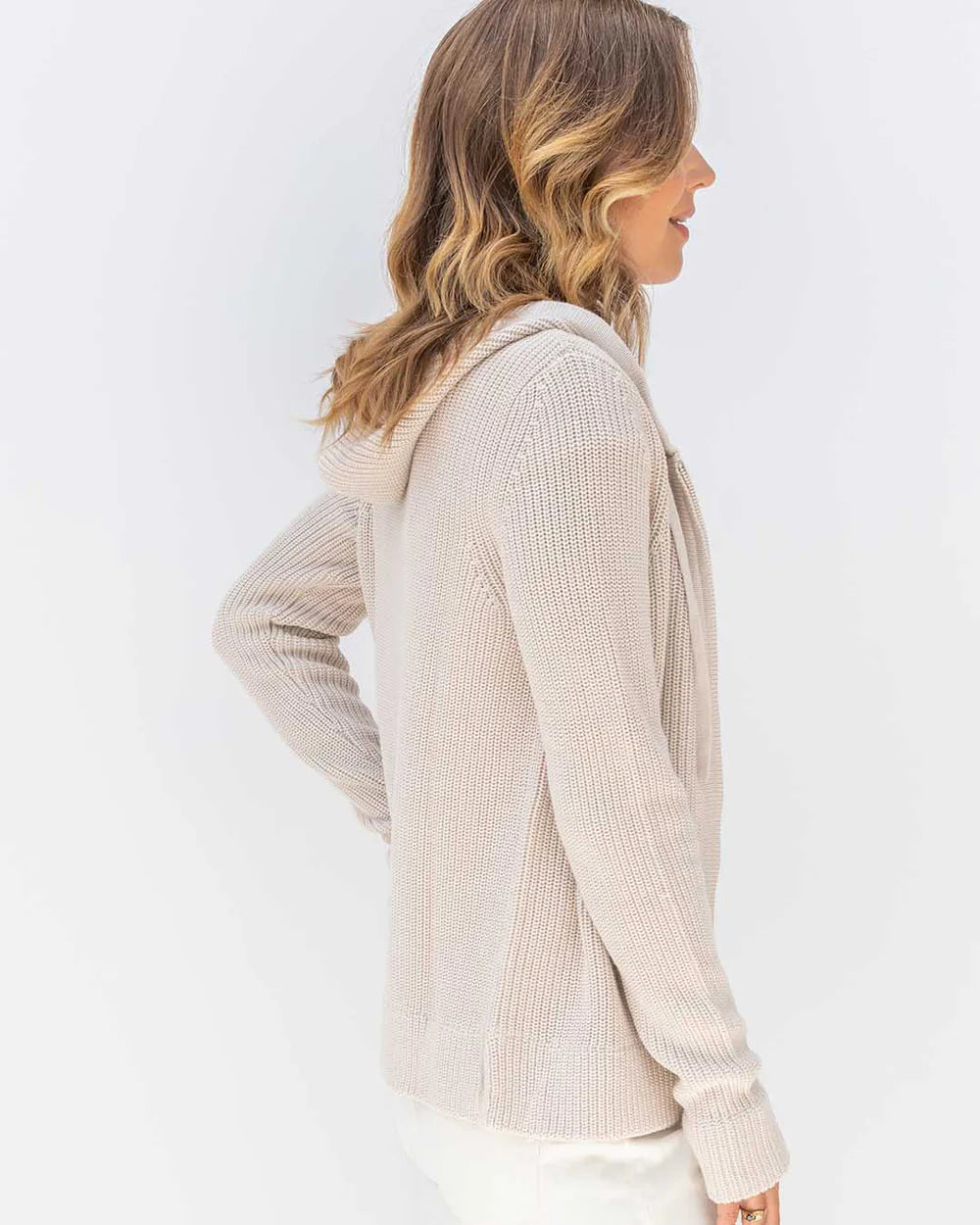 Pura Cashmere Cotton Fisherman Hoodie Oatmeal