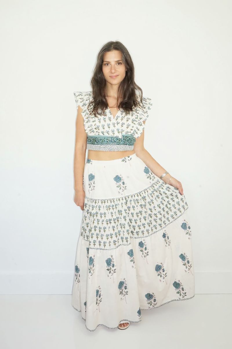 Nibi MTK Drue Tiered Skirt  - Mystic Blue Rose