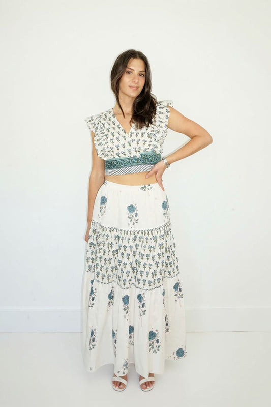 Nibi MTK Drue Tiered Skirt  - Mystic Blue Rose