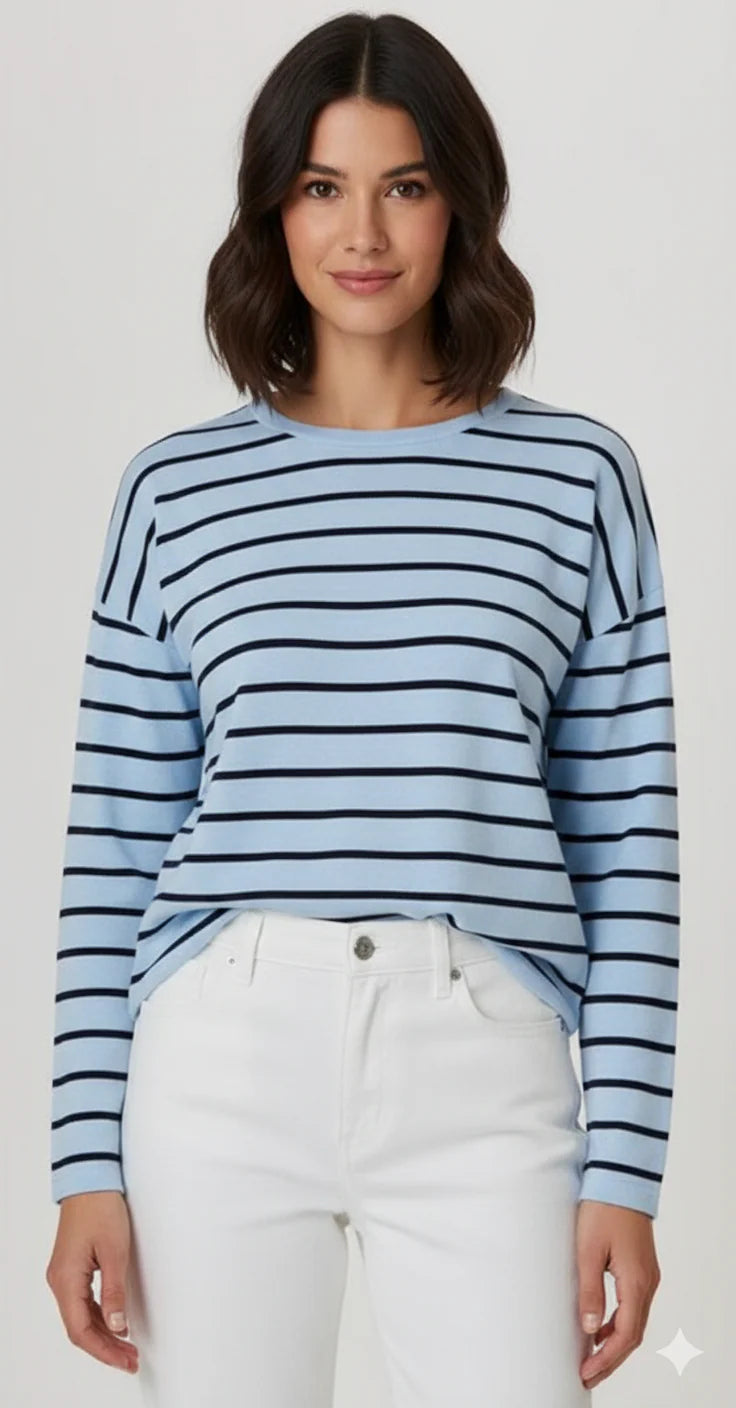 J. Society Stripe Crew - Chambray/Navy