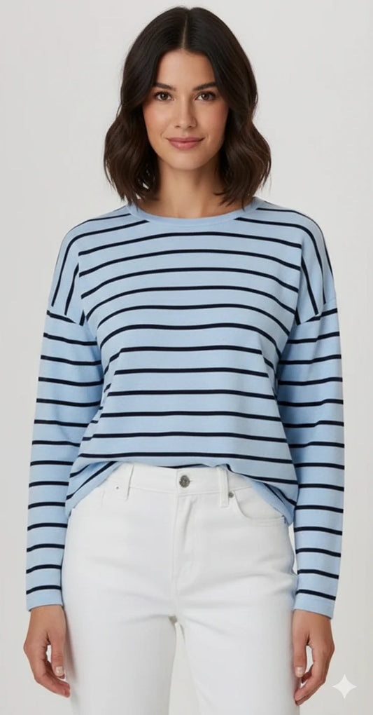 J. Society Stripe Crew - Chambray/Navy