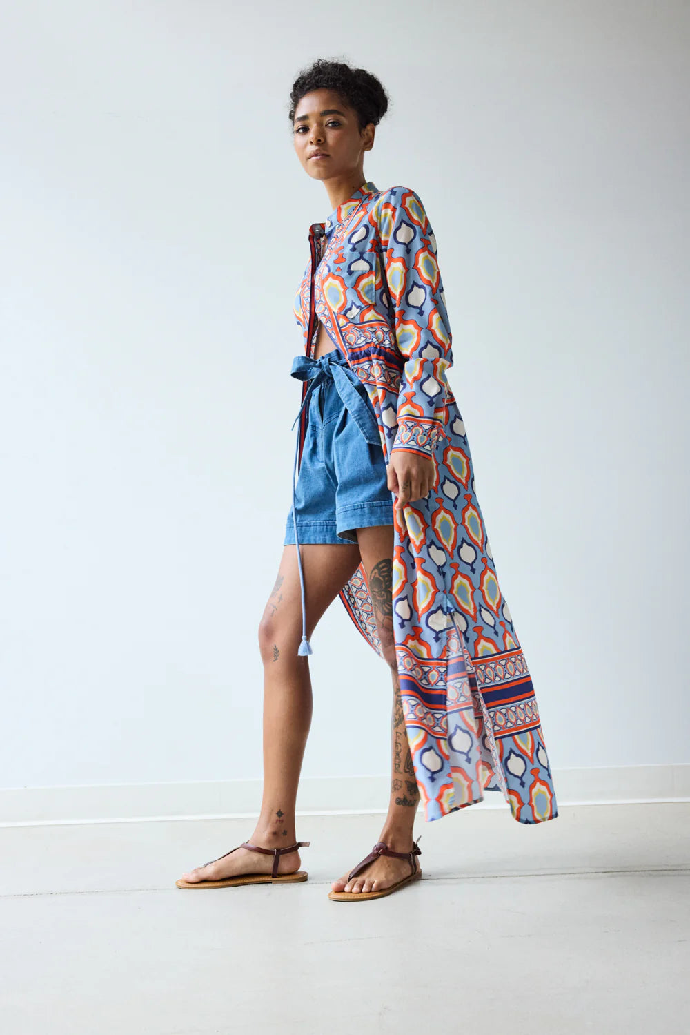 Hope For Flowers Banded Shirtdress - Chambray Medallion