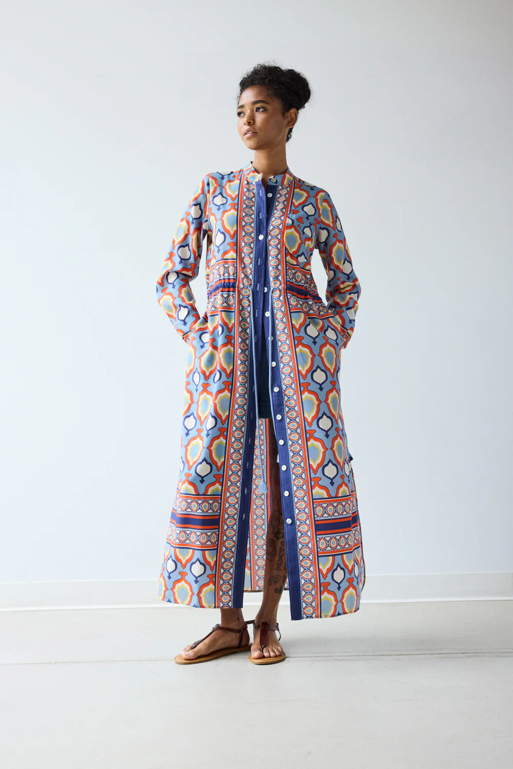 Hope For Flowers Banded Shirtdress - Chambray Medallion