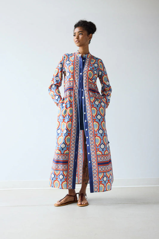 Hope For Flowers Banded Shirtdress - Chambray Medallion