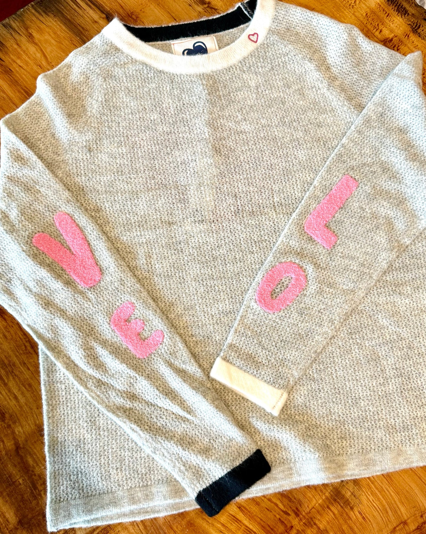 Just Madison Pink Heart /Love Sweater Grey