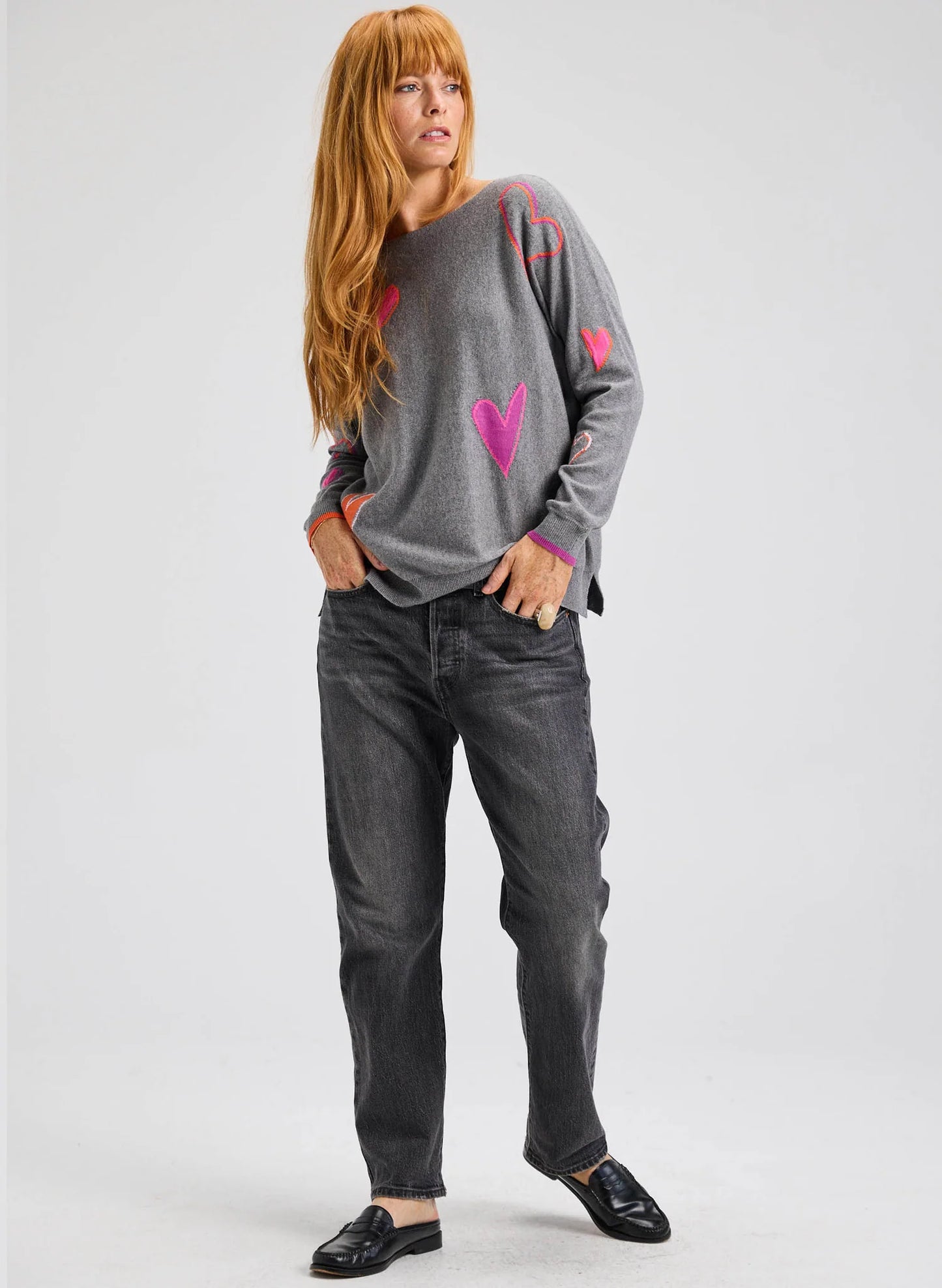 Zaket & Plover Intarsia Hearts Sweater - Cloud