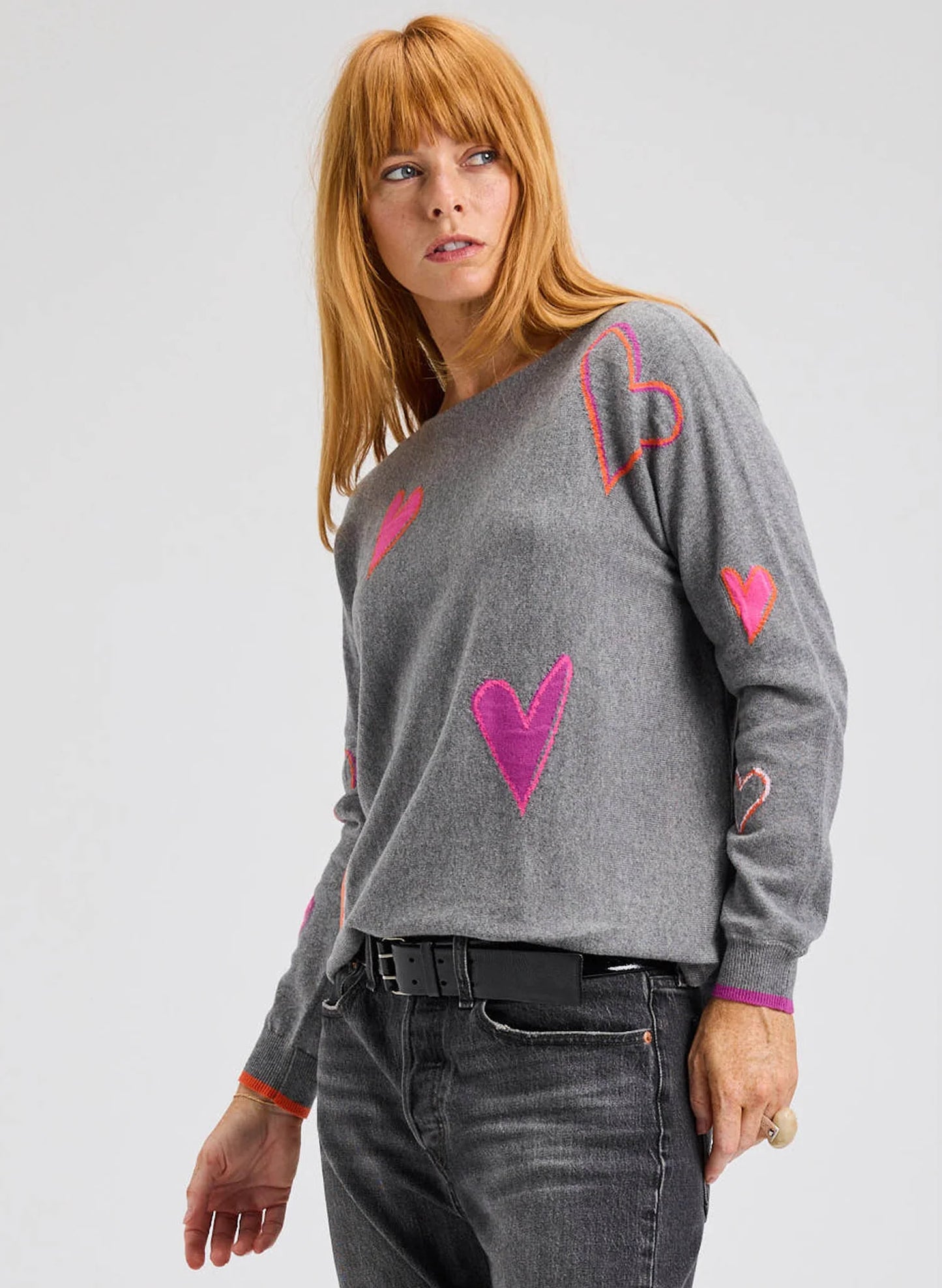 Zaket & Plover Intarsia Hearts Sweater - Cloud