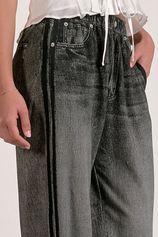 Elan Jojo Denim Track Sweatpant Charcoal