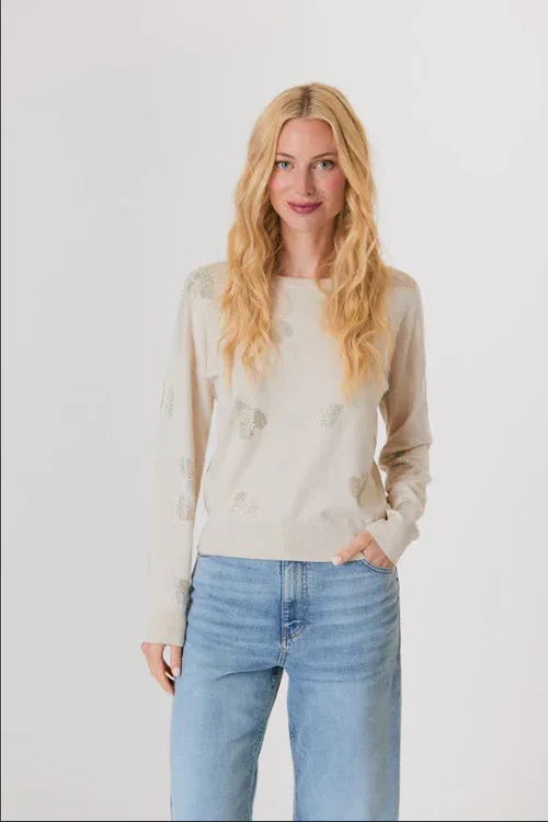 J. Society Glitter Heart Sweater - Sugar Cookie