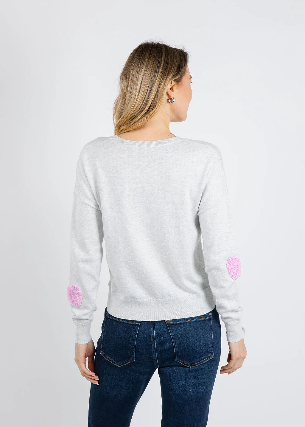 J. Society All Over Heart Sweater Cloud/Bubblegum