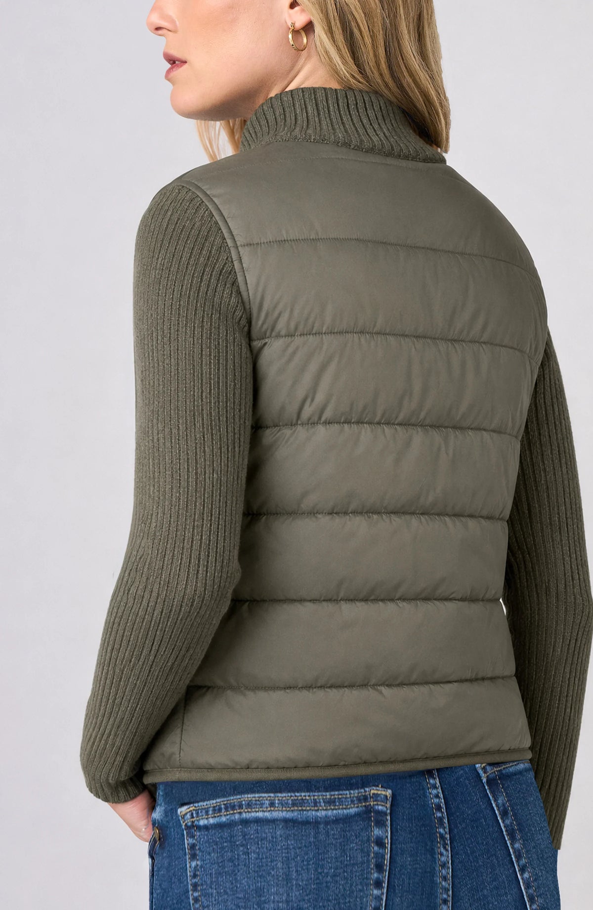 Liverpool Zip Front Quilted Sweater Jacket