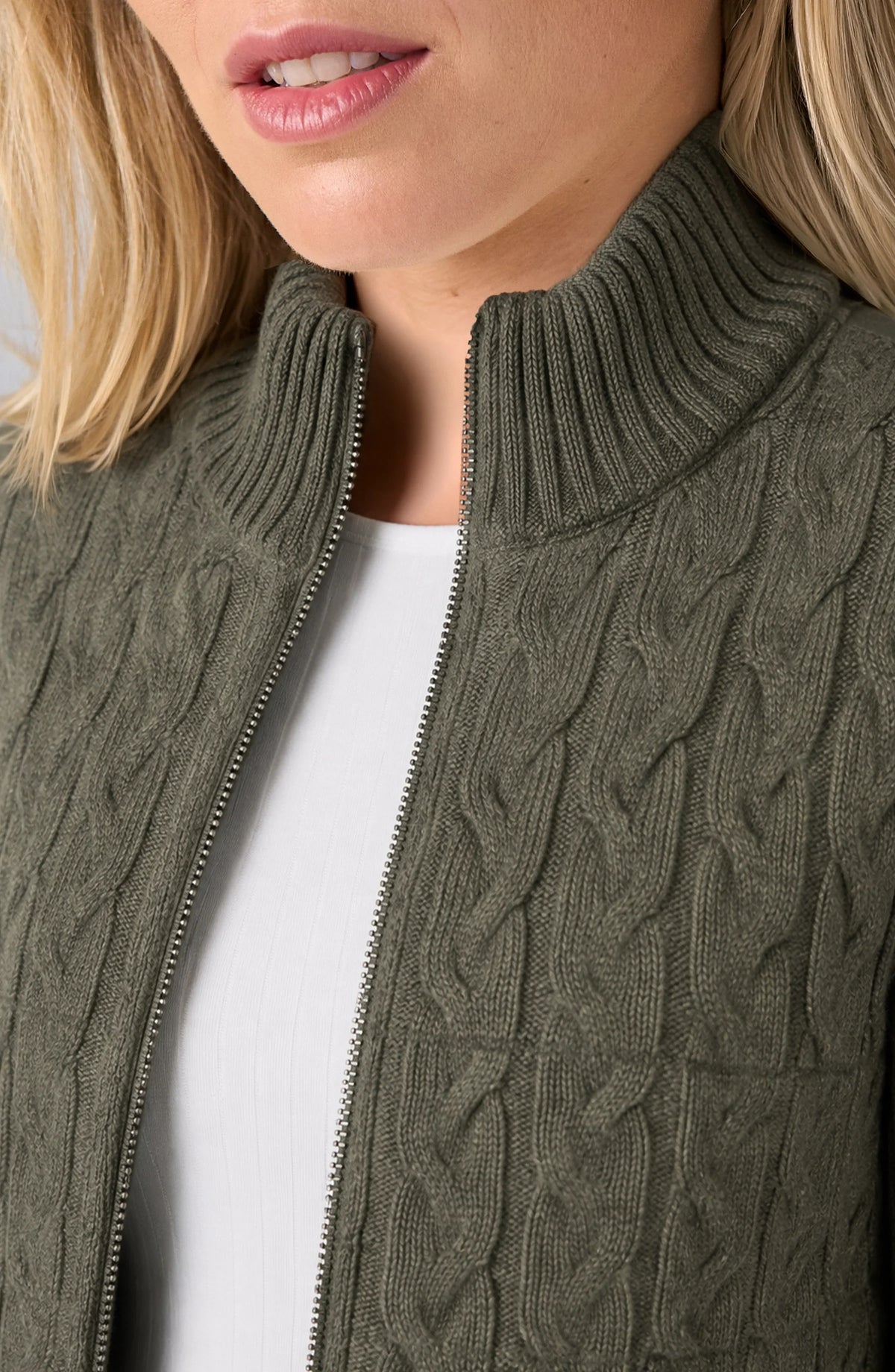 Liverpool Zip Front Quilted Sweater Jacket