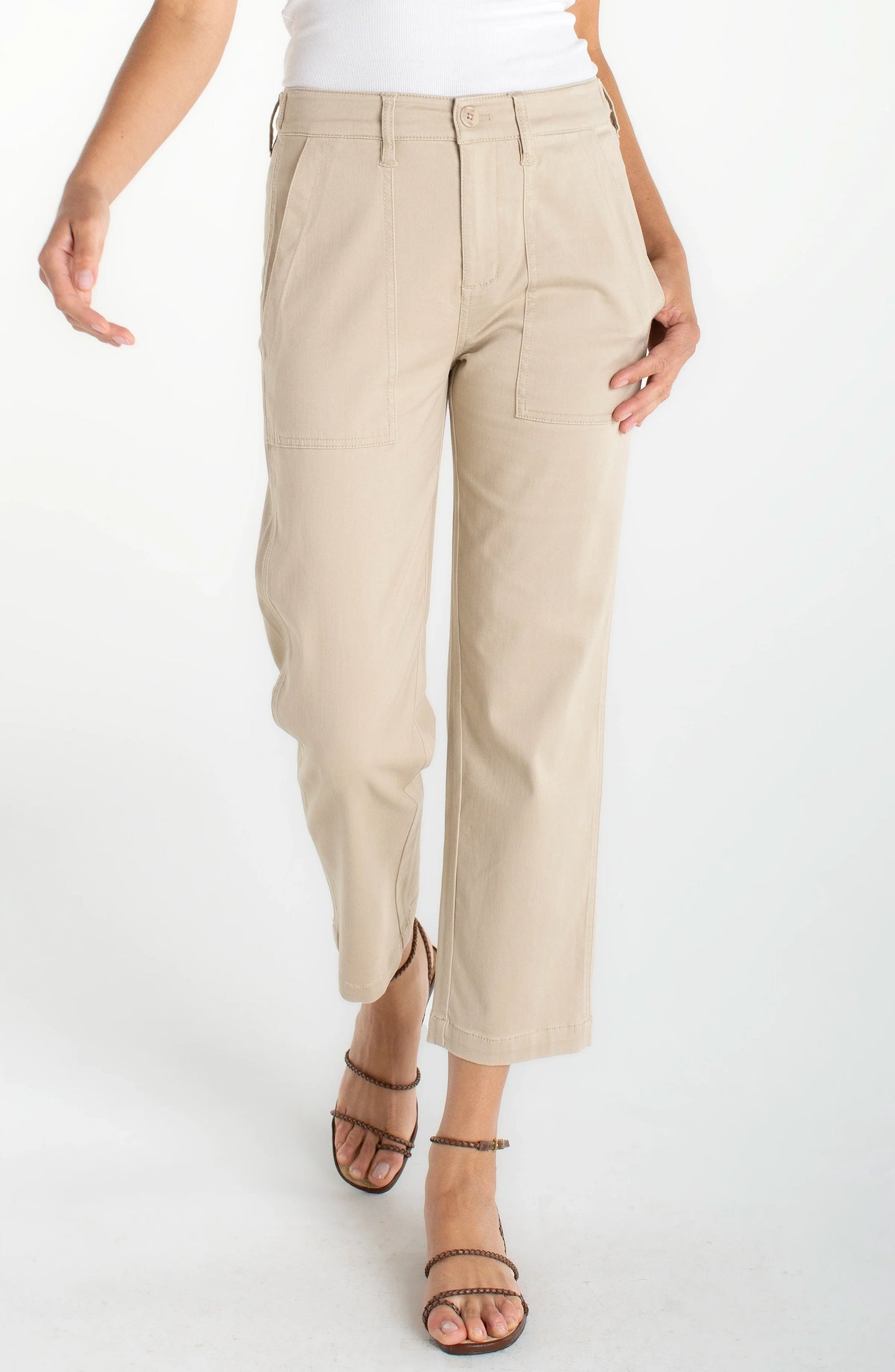 Liverpool Utility Crop Straight With Side Tabs Safari Sand