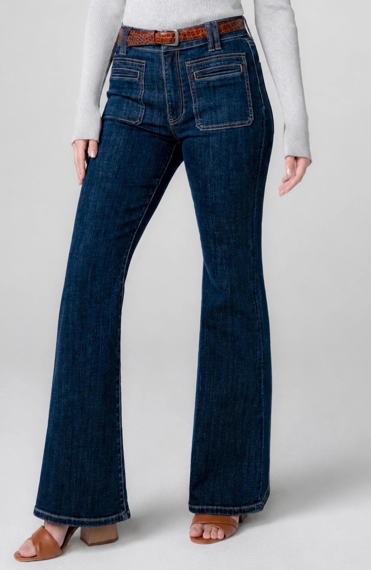 Liverpool Hannah Flare W/Vintage Patch Pockets | Collegiate Blue