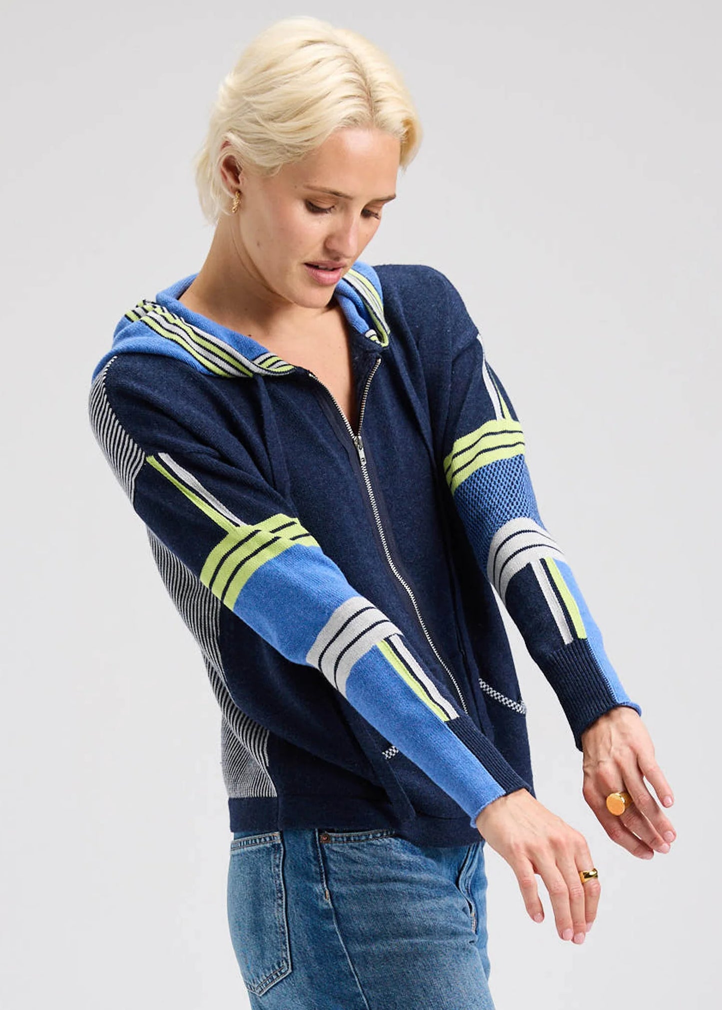 Zaket & Plover Threaded Hoodie Dark Denim