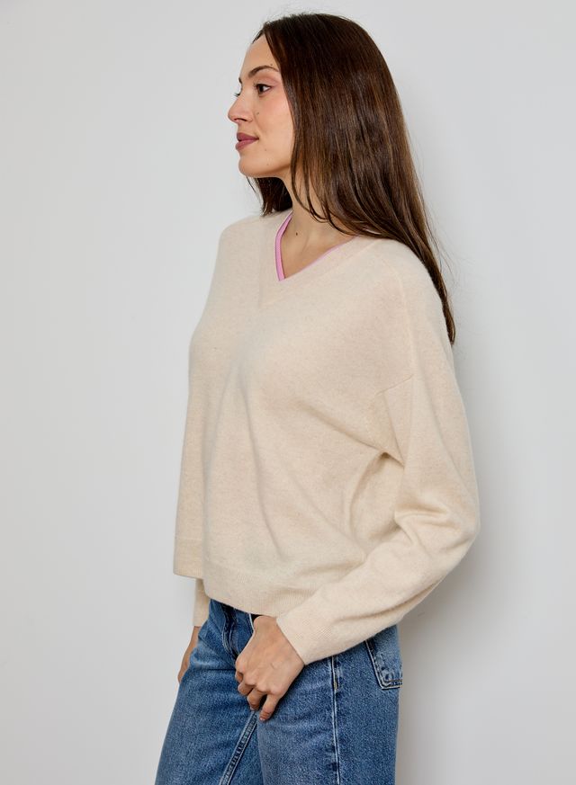 Design History V Neck Sweater | Eco Dust/Dore