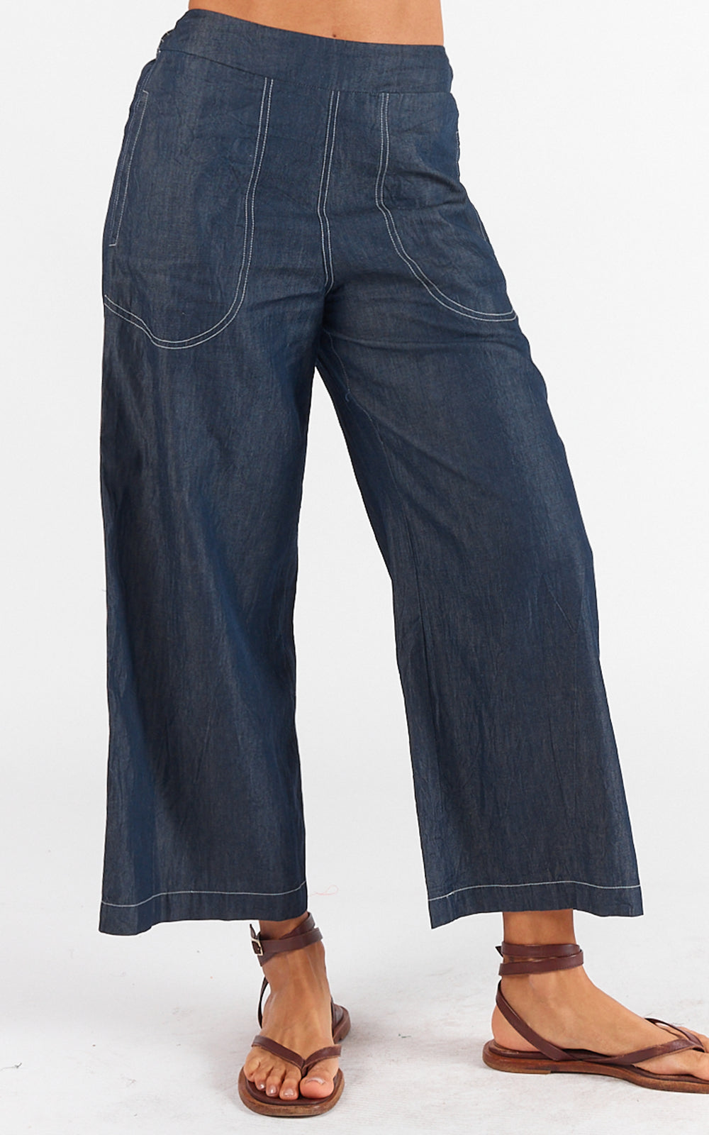 Rubyyaya Pula Pant -  Denim/White Stitch