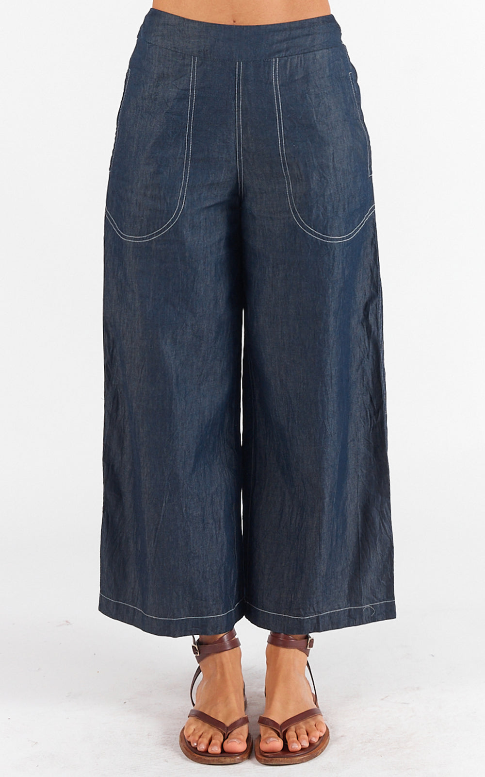 Rubyyaya Pula Pant -  Denim/White Stitch