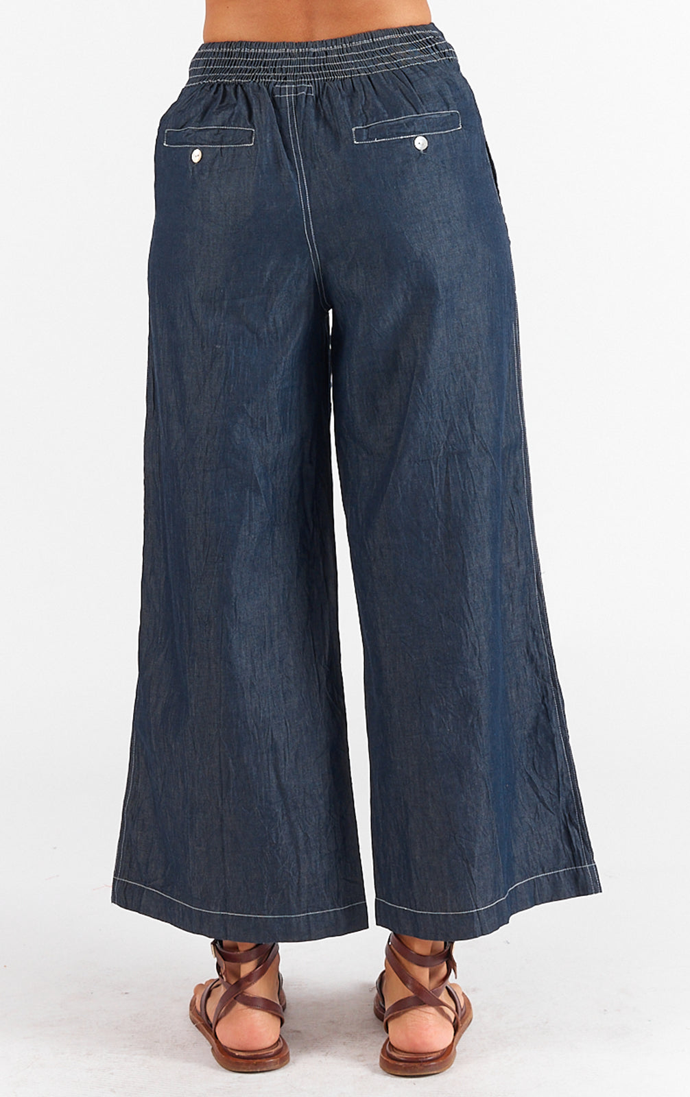 Rubyyaya Pula Pant -  Denim/White Stitch