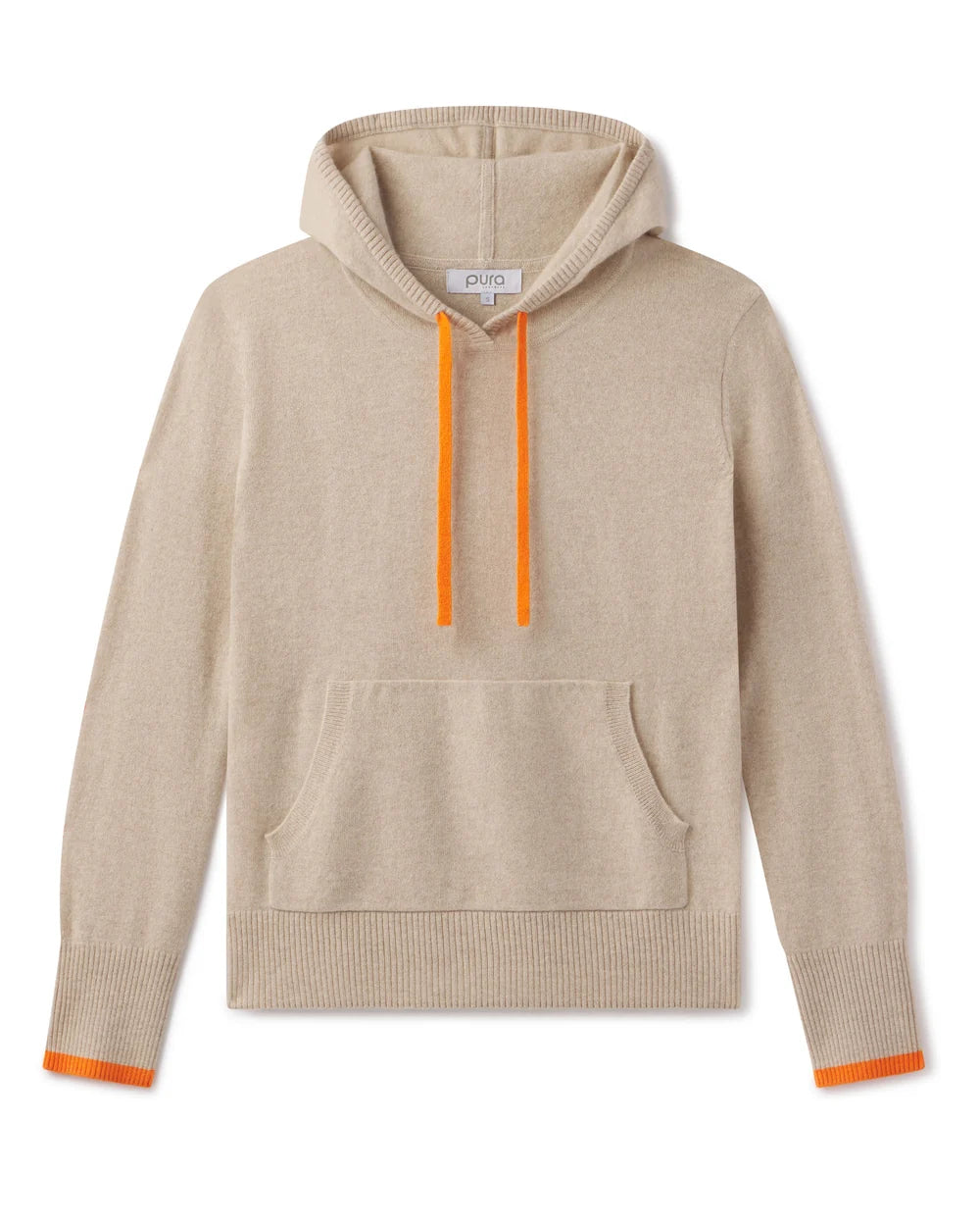 Pura Cashmere Cashmere Contrast Hoodie - Sand/Orange