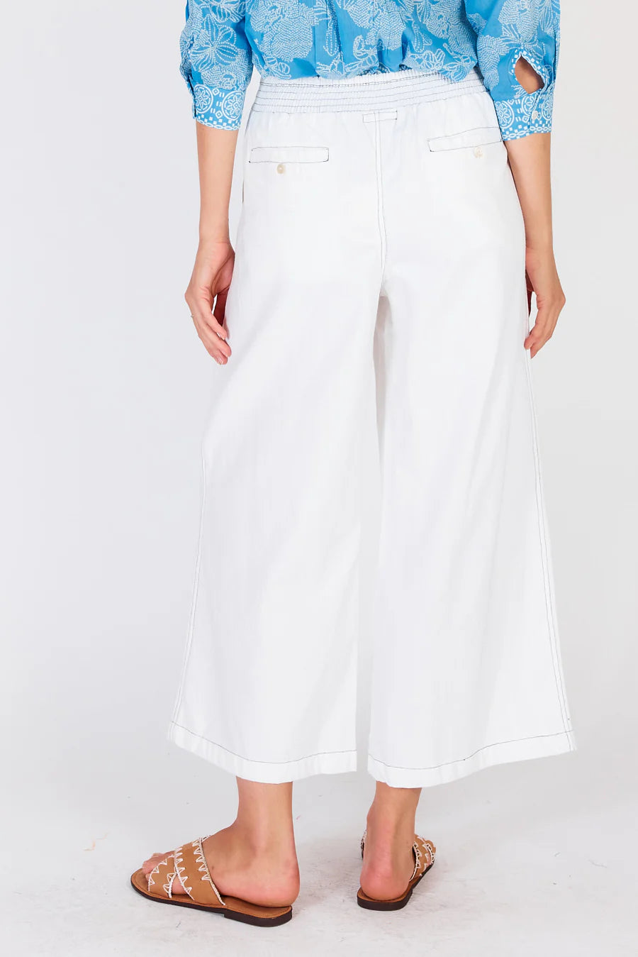 Rubyyaya Pula Pant White/Navy Stitch