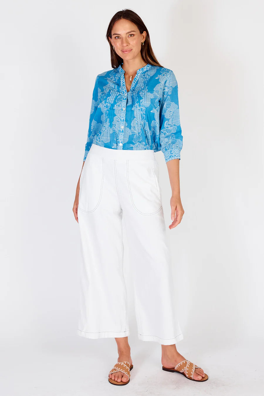 Rubyyaya Pula Pant White/Navy Stitch