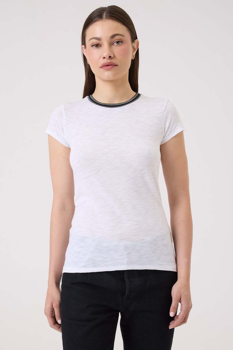 Goldie S/S GMT Tipped Ringer Tee White
