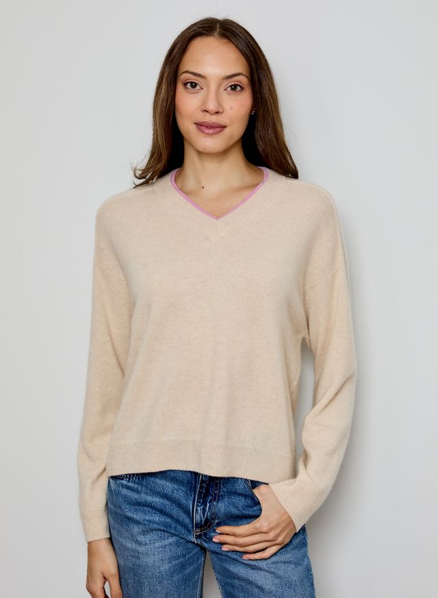 Design History V Neck Sweater | Eco Dust/Dore