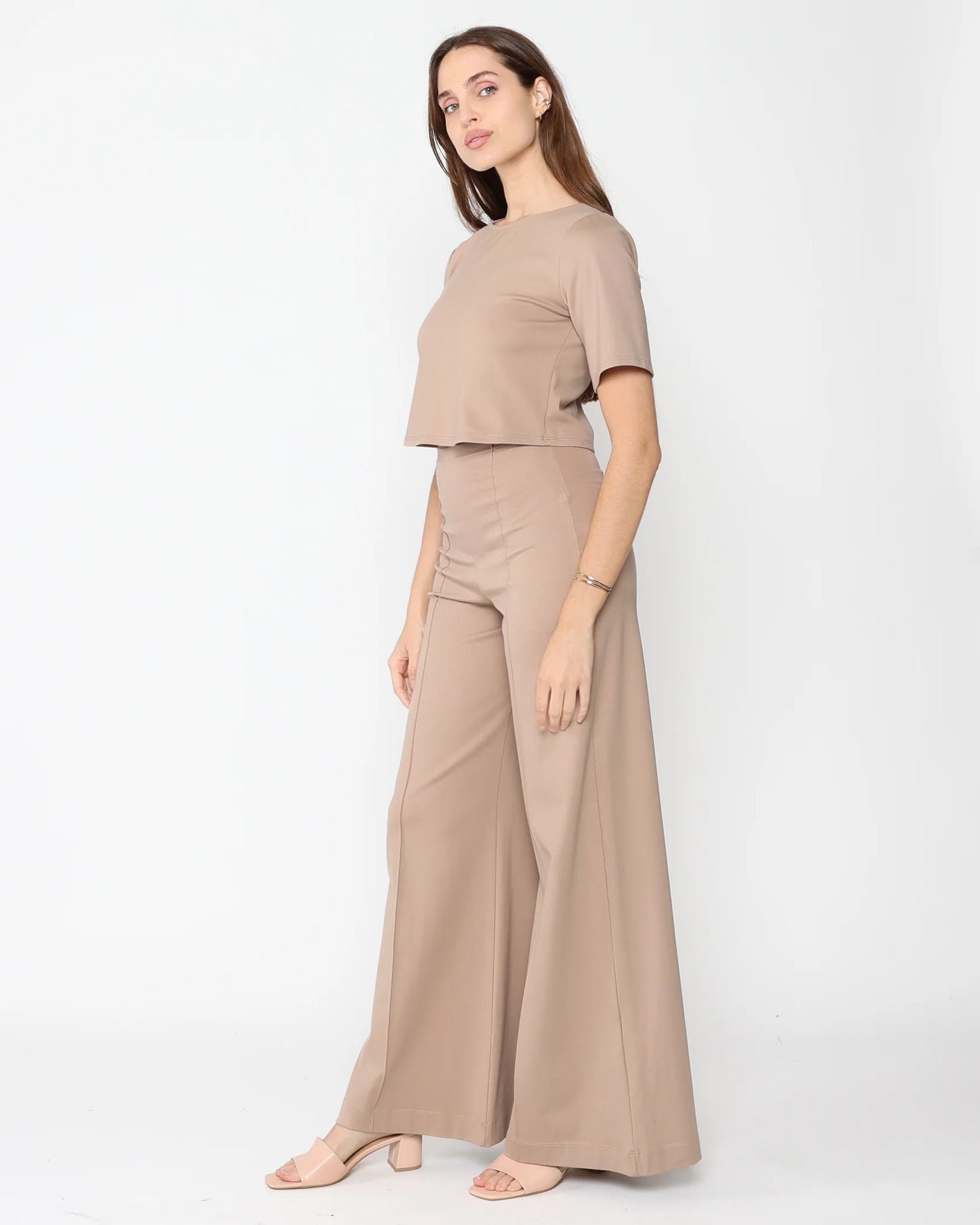 Ripley Rader Ponte Knit Wide Leg Pant Cropped - Khaki