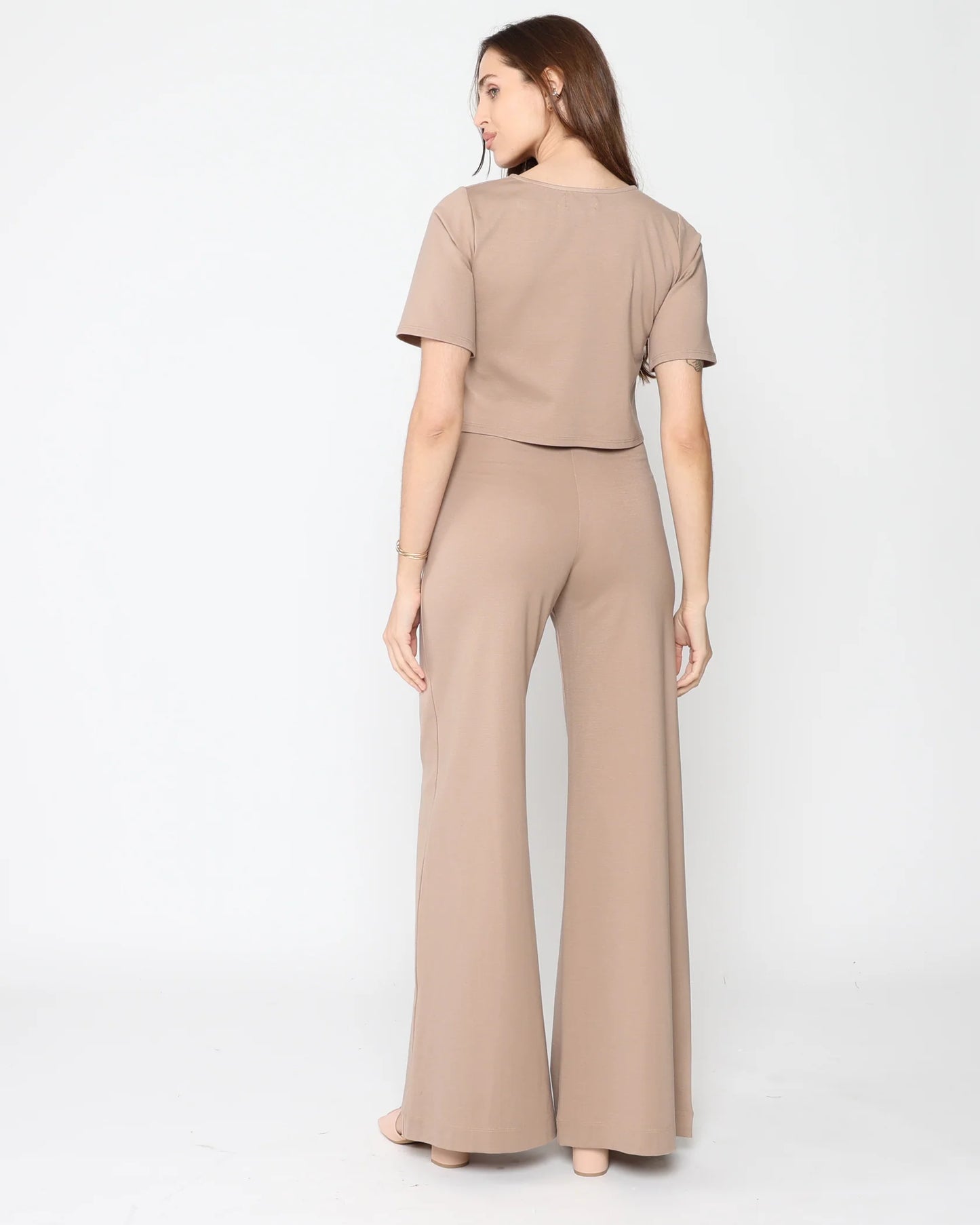 Ripley Rader Ponte Knit Wide Leg Pant Cropped - Khaki