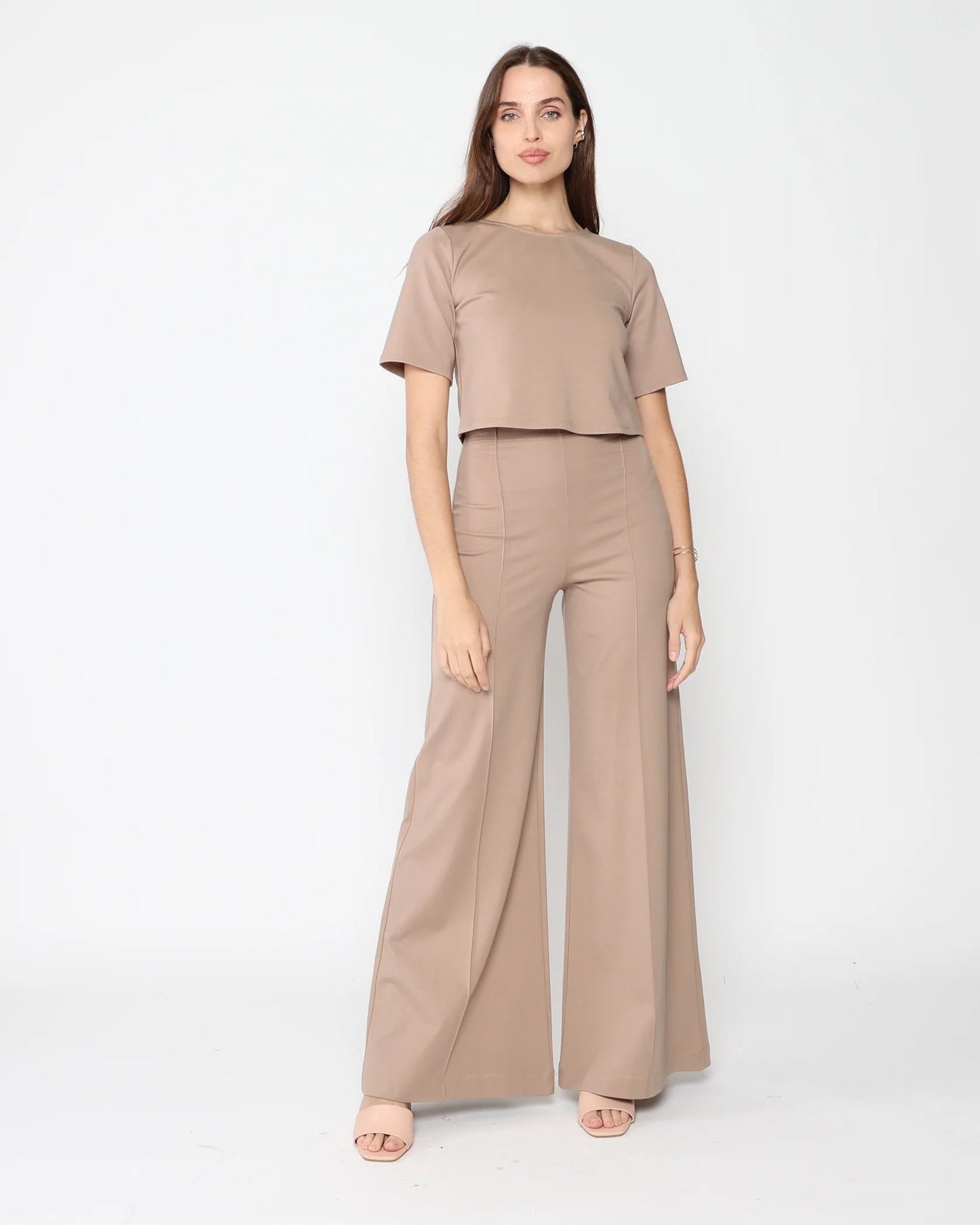 Ripley Rader Ponte Knit Wide Leg Pant Cropped - Khaki