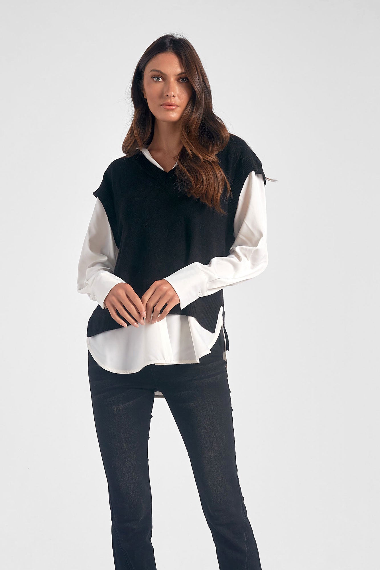 Elan Sweater Vest/Shirt Combo