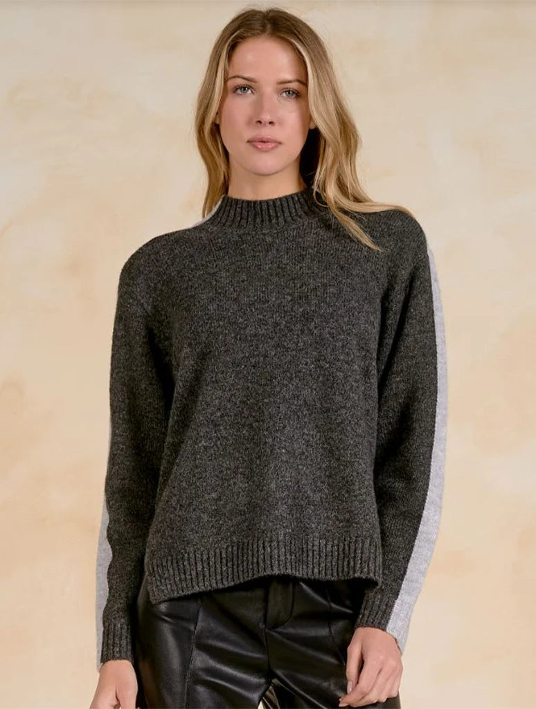 Elan Color Block Mock Neck Sweater