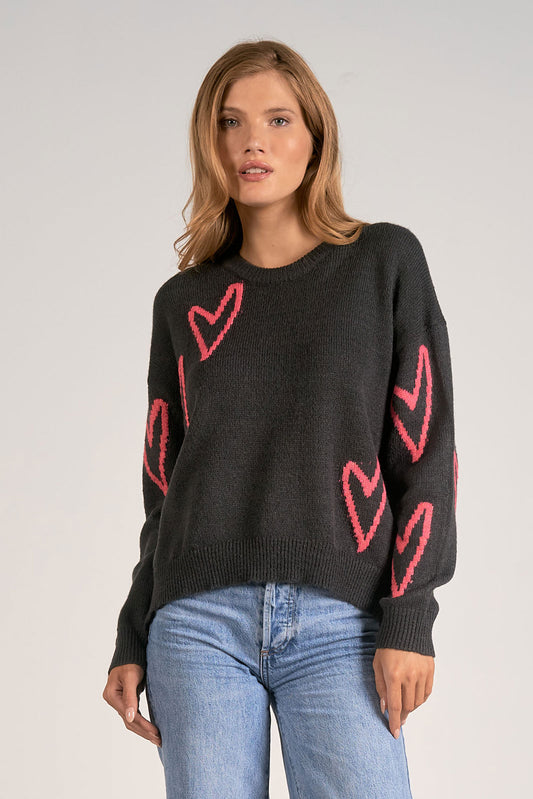 Jules Heart Beat Sweater-Black