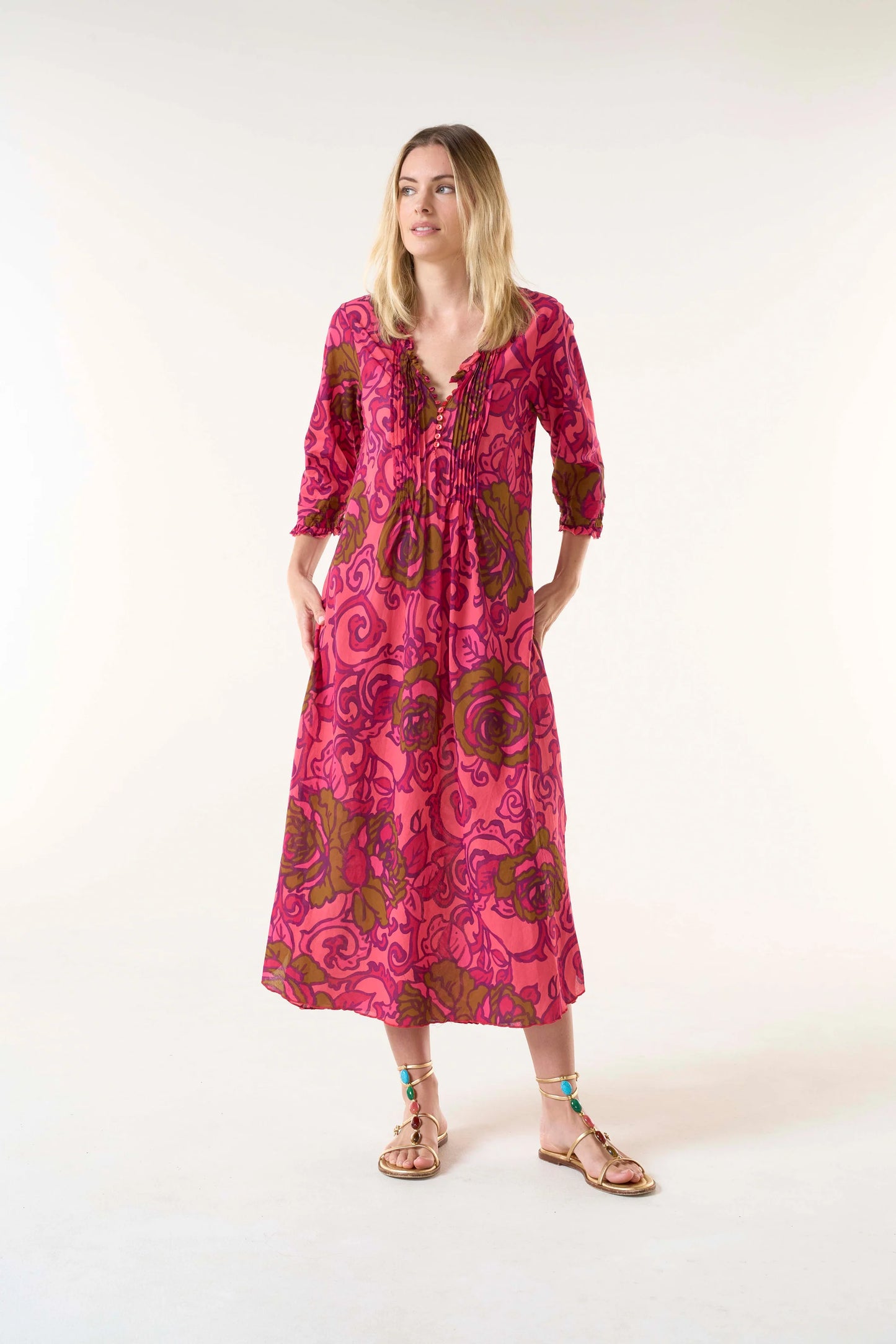 One Season Long Poppy San Sebastian Dress -  Hot Coral