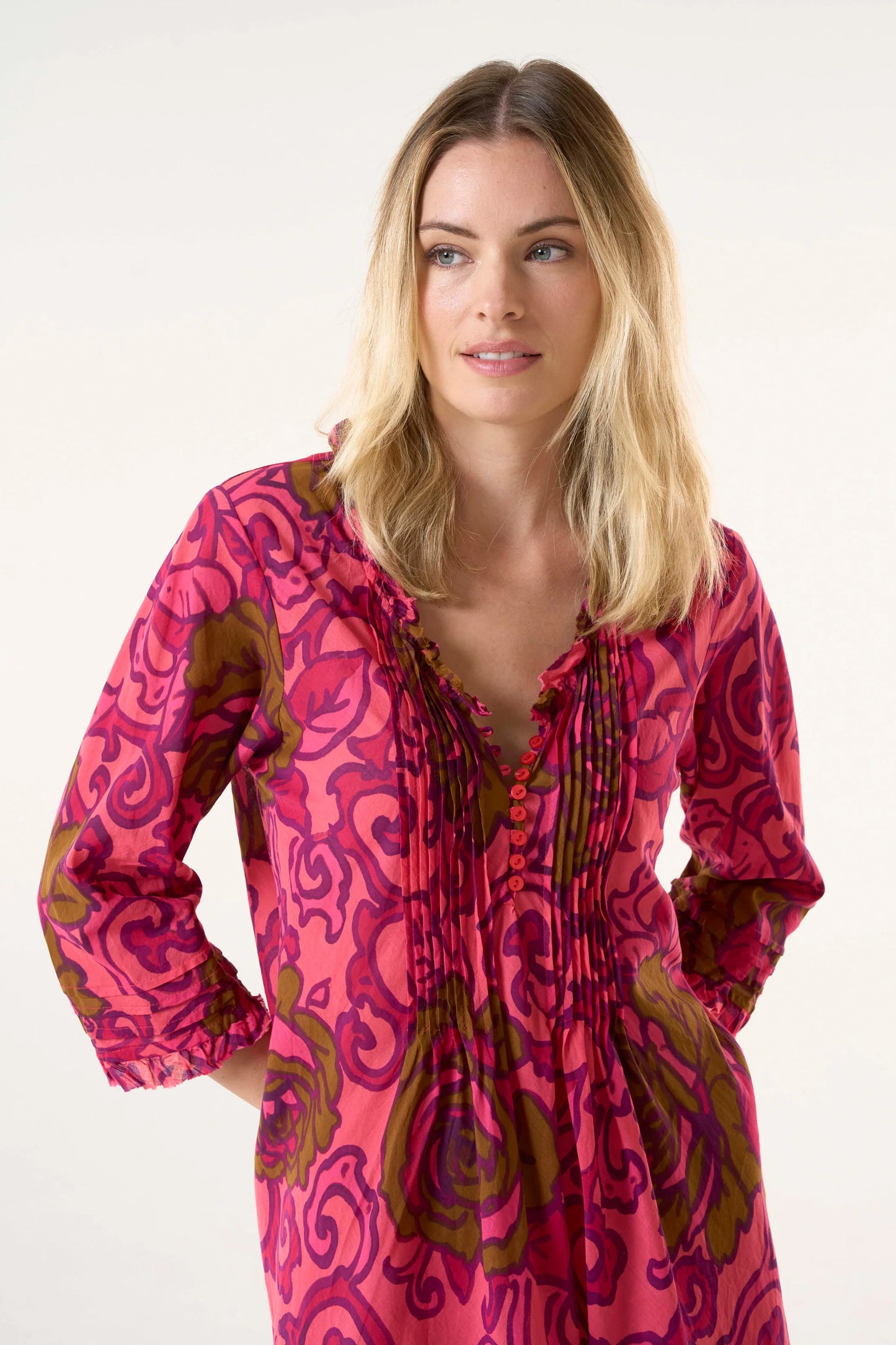One Season Long Poppy San Sebastian Dress -  Hot Coral
