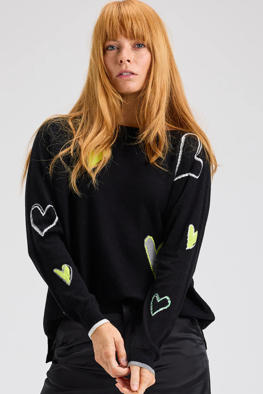 Zaket & Plover Intarsia Hearts Sweater - Black