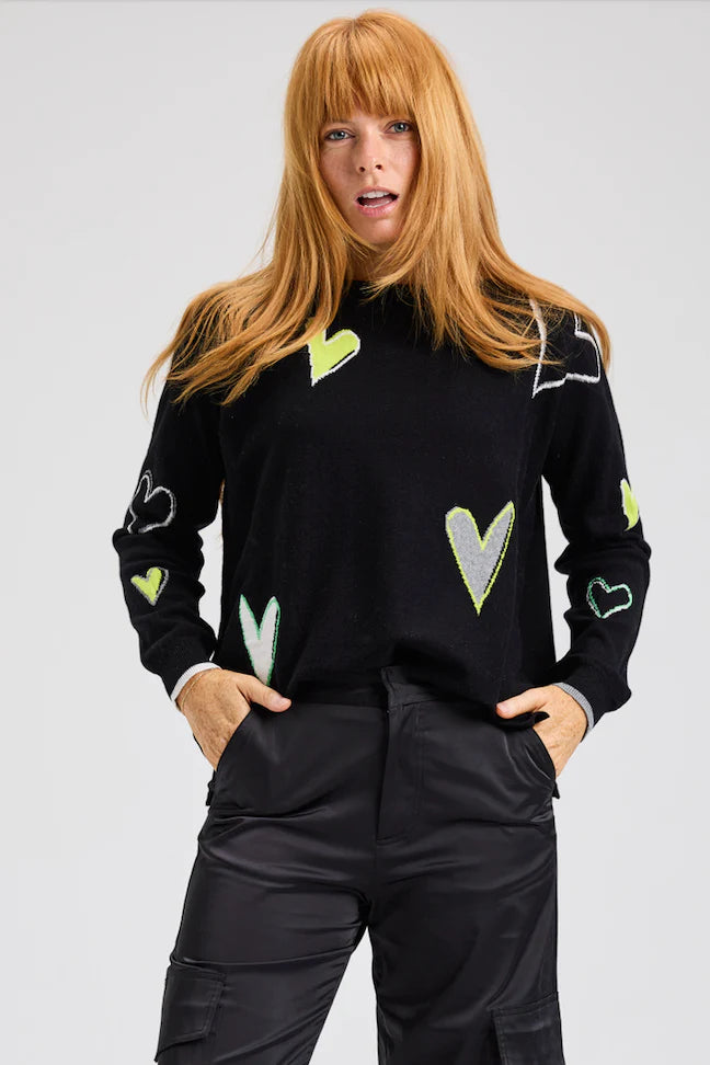 Zaket & Plover Intarsia Hearts Sweater - Black