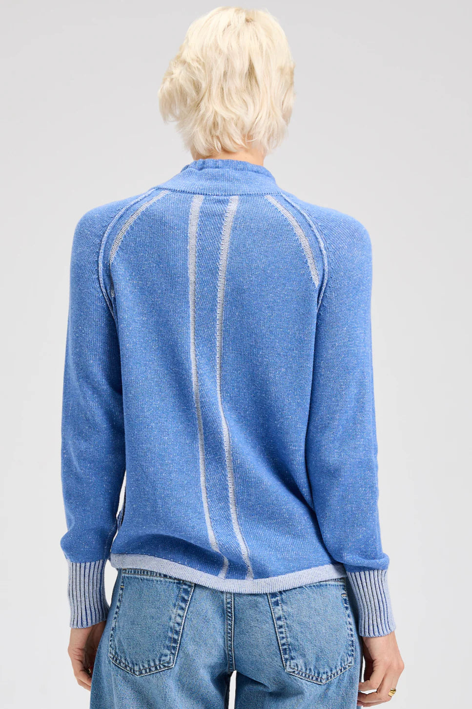 Zaket & Plover Two Tone Zip Up Hoodie - Chambray