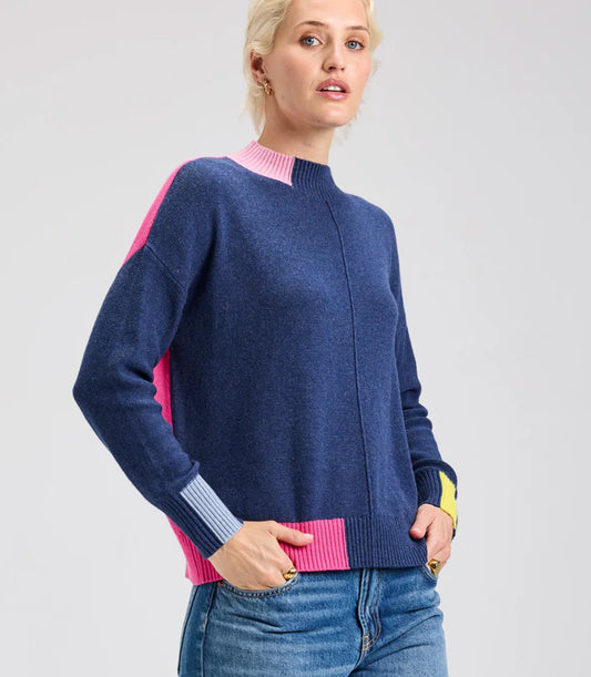 Zaket & Plover Color Block Trim Sweater Denim